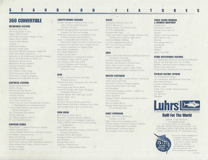Luhrs 360 Convertible Brochure