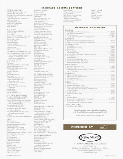 Ocean 73 Super Sport Specification Brochure