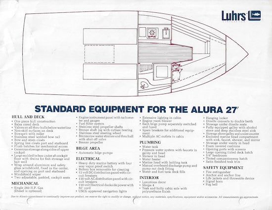 Luhrs Alura 27 Specification Brochure