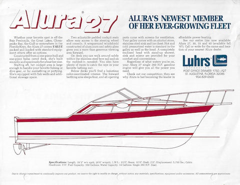 Luhrs Alura 27 Specification Brochure