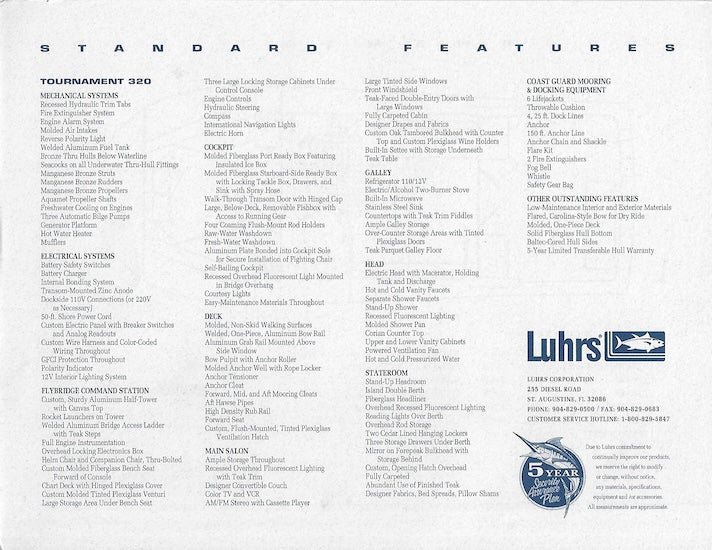 Luhrs 320 Tournament Specification Brochure
