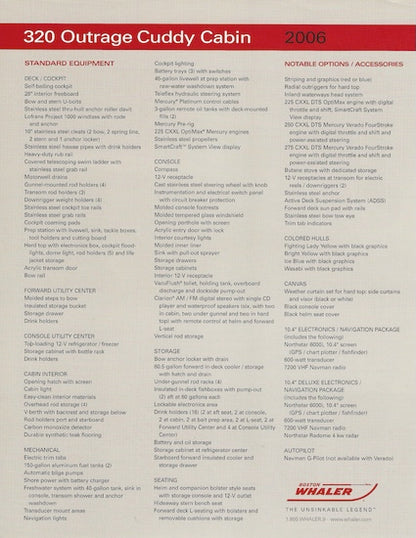 Boston Whaler 320 Outrage Cuddy Cabin Specification Brochure