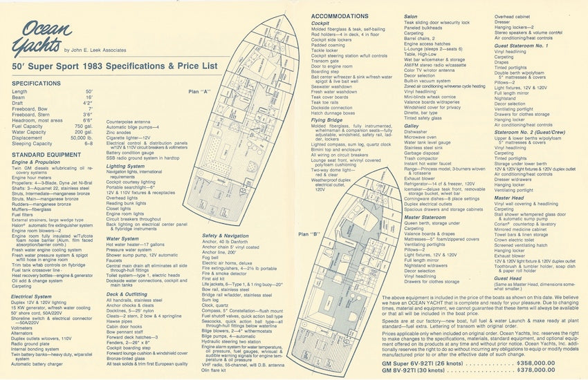 Ocean 50 Super Sport Specification Brochure