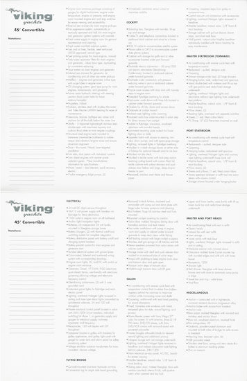 Viking 45 Convertible Specification Brochure