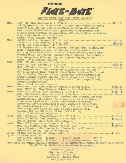 Harris 1973 FloteBote Brochure
