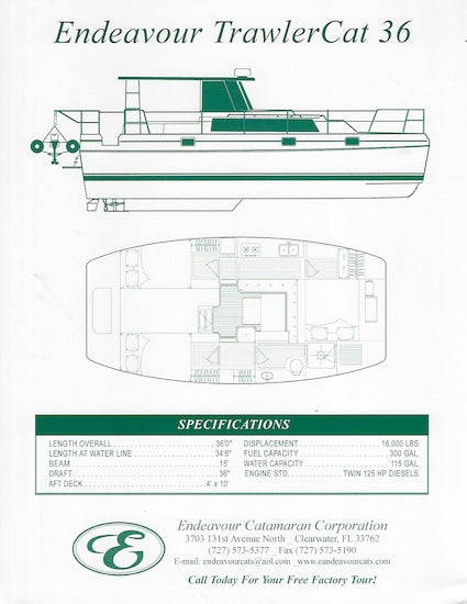 Endeavour TrawlerCat 36 Specification Brochure