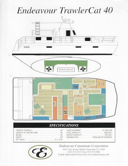 Endeavour TrawlerCat 40 Specification Brochure