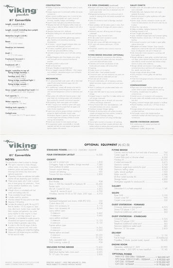 Viking 61 Convertible Specification Brochure
