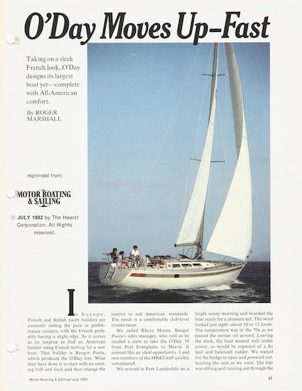 O’Day 39 Motorboating & Sailing Magazine Reprint Brochure