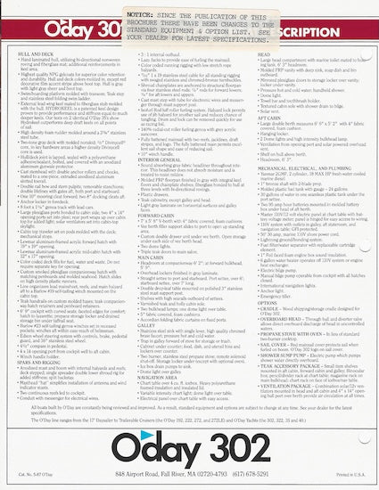 O'Day 302 Brochure