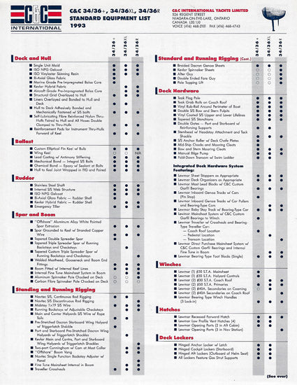 C&C 34/36+ & 34/36XL Specification & Line Drawing Package