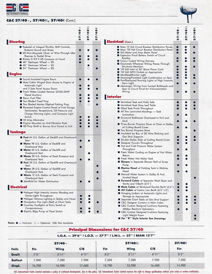 C&C 37/40+ & 37/40XL Specification & Line Drawing Package