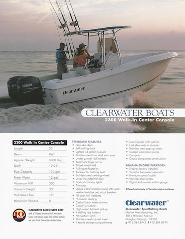 Clearwater 2300 Center Console Specification Brochure