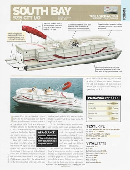 Forest River South Bay 925 CTT I/O Boating Life Magazine Reprint Brochure