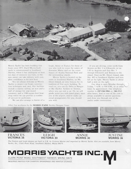 Morris 36 Justine Cruising World Magazine Reprint Brochure