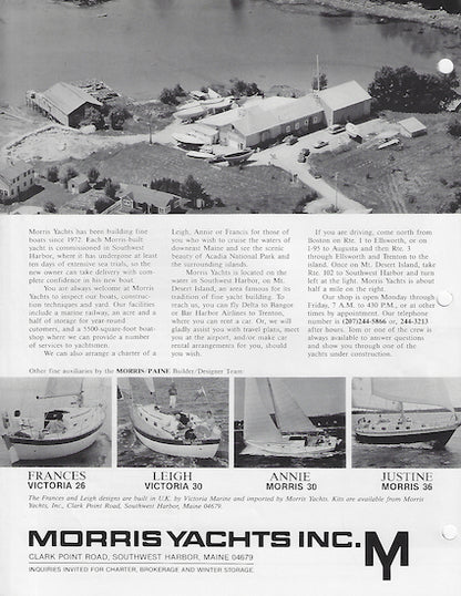 Morris 36 Justine Cruising World Magazine Reprint Brochure