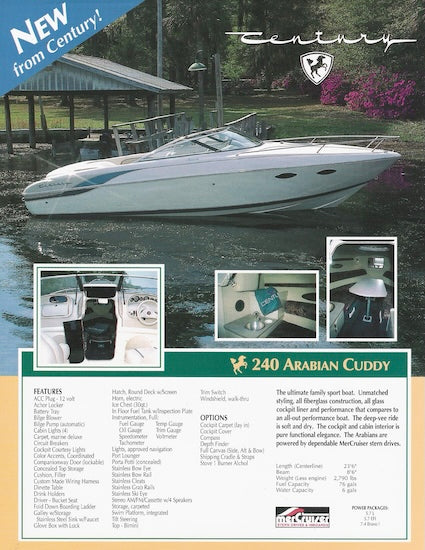Century 240 Arabian Cuddy Flyer Brochure