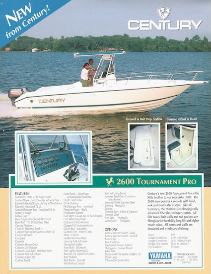 Century 2600 Center Console Tournament Pro Flyer Brochure