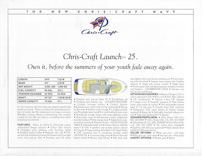 Chris Craft Launch 25 Specification Brochure