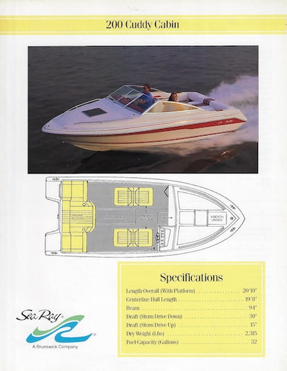 Sea Ray 200 Cuddy Cabin Specification Brochure