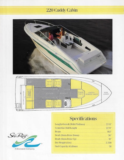 Sea Ray 220 Cuddy Cabin Specification Brochure