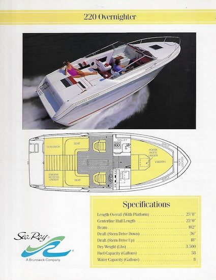Sea Ray 220 Overnighter Specification Brochure