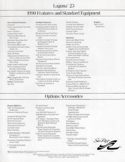 Sea Ray Laguna 23 Specification Brochure