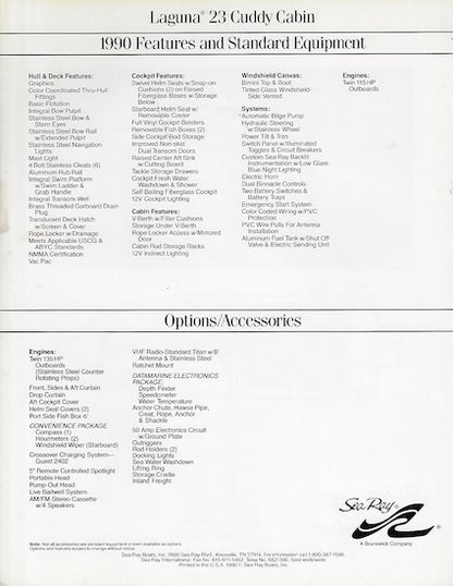Sea Ray Laguna 23 Cuddy Cabin Specification Brochure