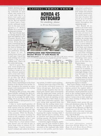 Honda 45HP Outboard Boating Magazine Reprint