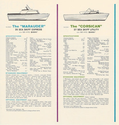 Owens 1962 Skiffs Specification Brochure