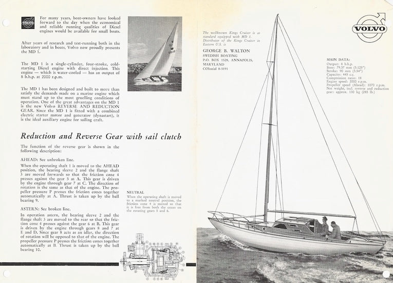 Volvo MD1 Sailboat Diesel Engine Brochure