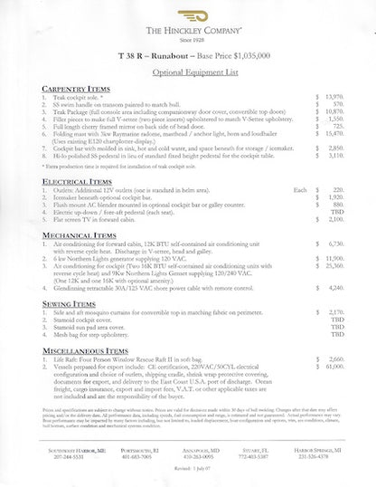 Hinckley Talaria 38R Brochure Package