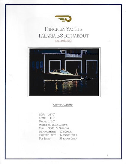Hinckley Talaria 38R Brochure Package