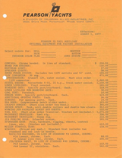 Pearson 35 Brochure