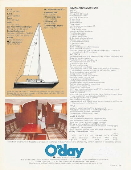 O'Day 27 Brochure