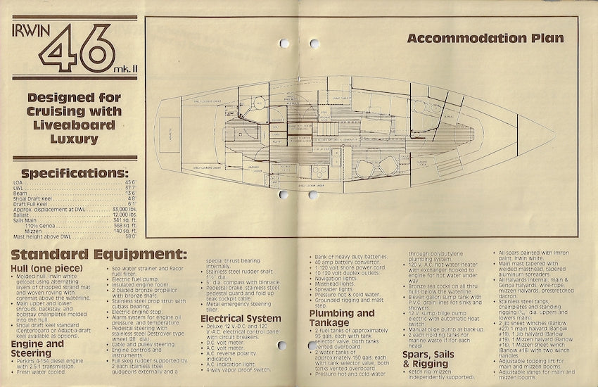 Irwin 46 Cruising Ketch Mark II Brochure