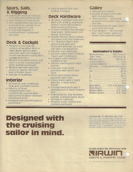 Irwin 46 Cruising Ketch Mark II Brochure