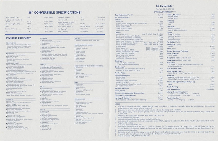 Viking 38 Convertible Specification Brochure
