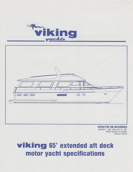 Viking 65 Extended Aft Deck Motor Yacht Specification Brochure