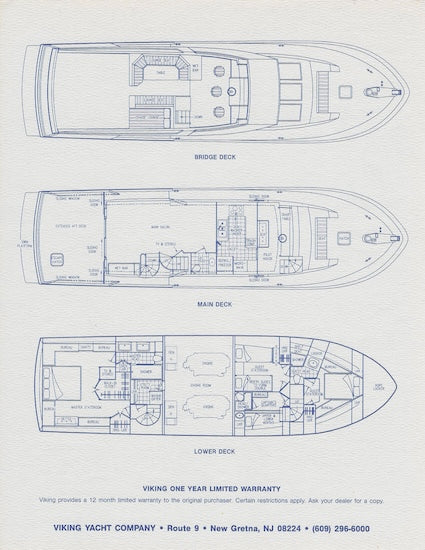Viking 65 Extended Aft Deck Motor Yacht Specification Brochure
