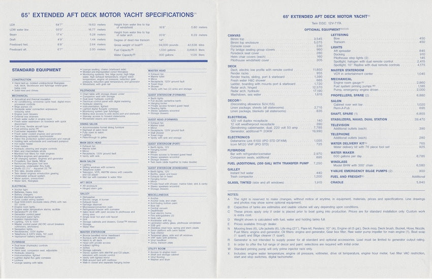 Viking 65 Extended Aft Deck Motor Yacht Specification Brochure
