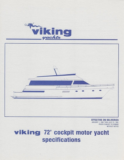Viking 72 Cockpit Motor Yacht Specification Brochure