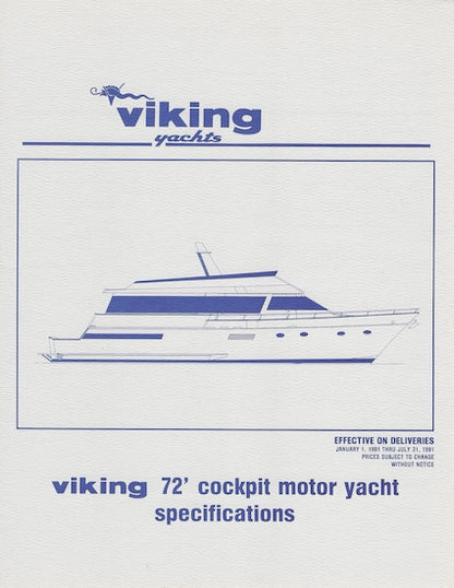 Viking 72 Cockpit Motor Yacht Specification Brochure