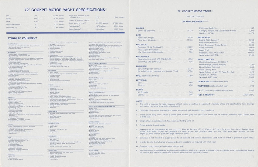 Viking 72 Cockpit Motor Yacht Specification Brochure