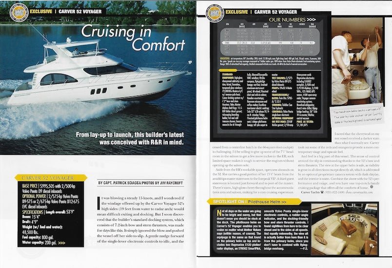 Carver Voyager 52 Power & Motoryacht Magazine Reprint Brochure