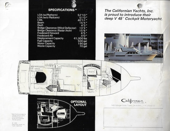 Californian 48 Cockpit Motor Yacht Brochure