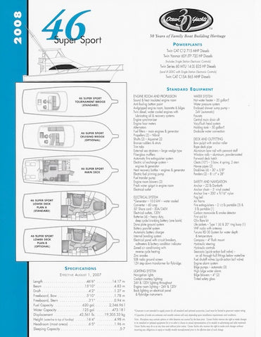 Ocean 46 Super Sport Specification Brochure