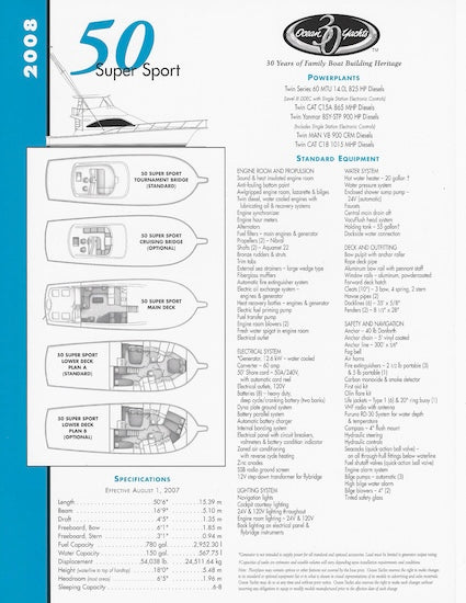Ocean 50 Super Sport Specification Brochure