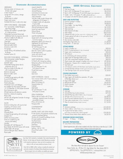 Ocean 58 Super Sport Specification Brochure