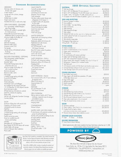 Ocean 58 Super Sport Specification Brochure
